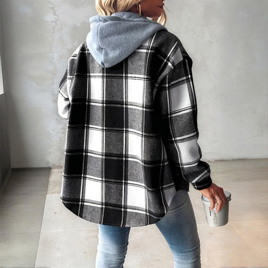 Plaid Drawstring Hoodie Shirt CJ US