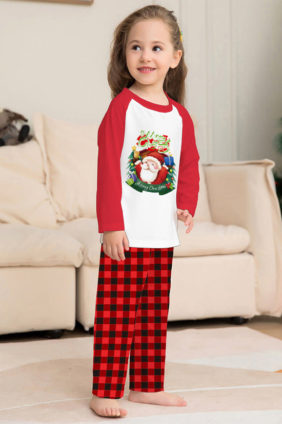 Christmas Parent-Child Clothes Set Long Sleeve T-Shirt Plaid Pants Family Matching Pajamas CJ