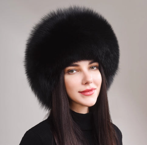 Women's Winter Genuine Leather Ethnic Style Warm Ear Protection Hat 
