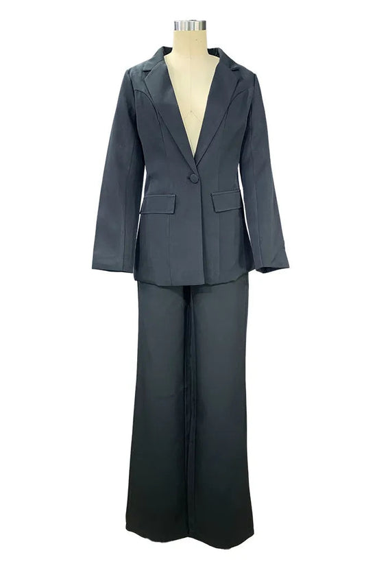 Women's Professional Blazer & Trousers Suit Set – Long Sleeve, Full Length 