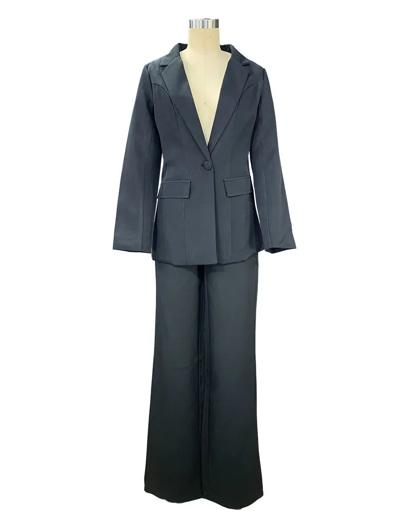 Women's Professional Blazer & Trousers Suit Set – Long Sleeve, Full Length 