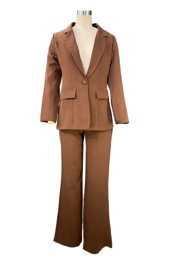 Women's Professional Blazer & Trousers Suit Set – Long Sleeve, Full Length 