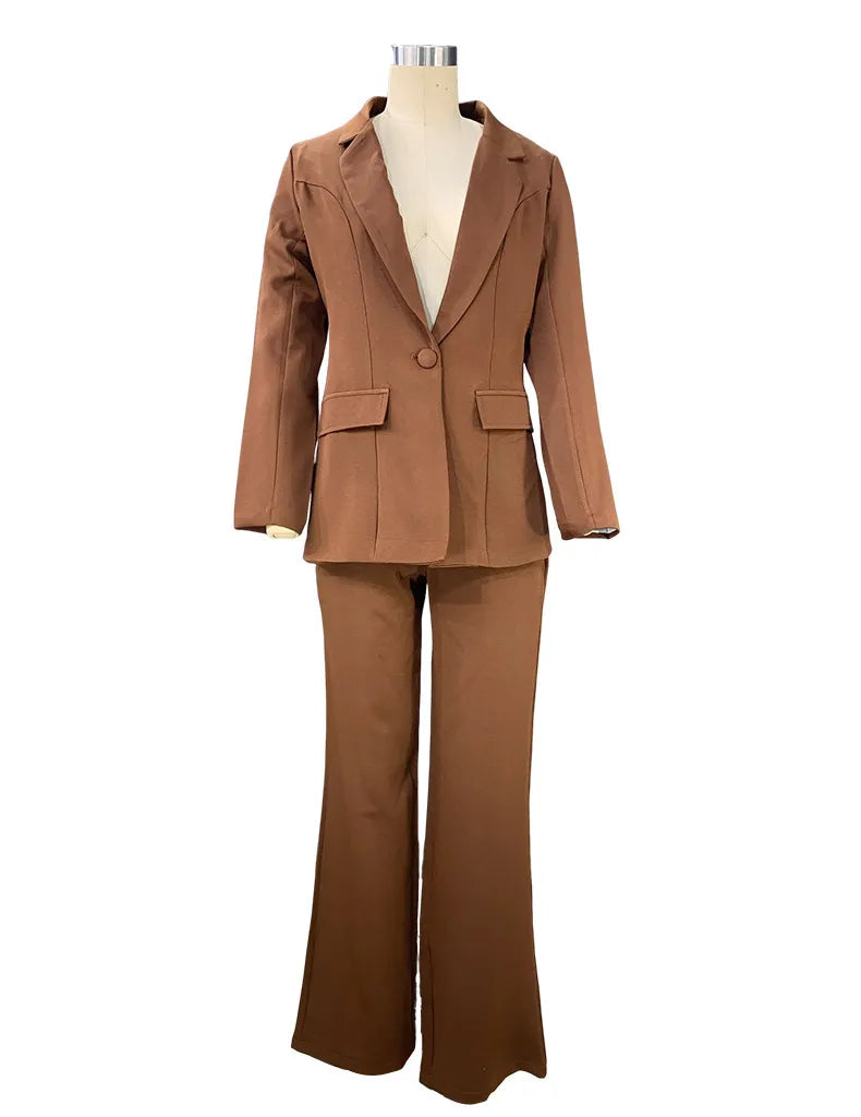 Women's Professional Blazer & Trousers Suit Set – Long Sleeve, Full Length 