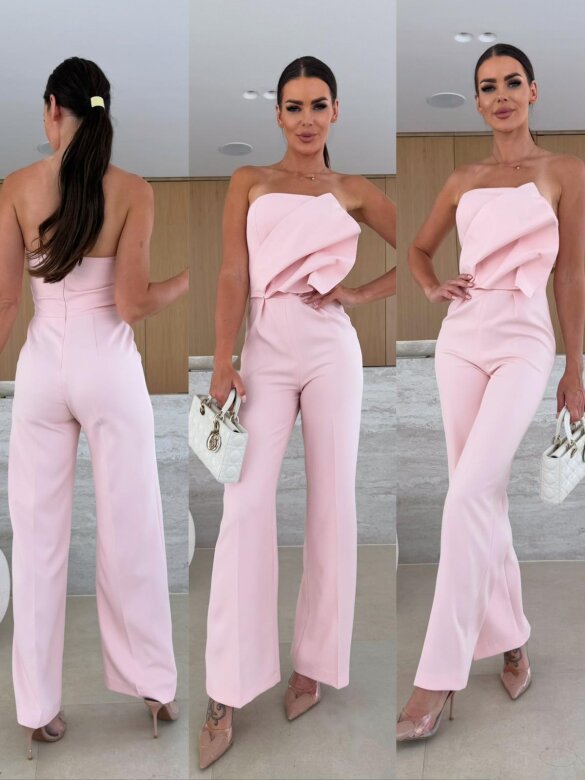 Candy-Colored Bodycon Halterneck Backless High-Waist Wide-Leg Jumpsuit 