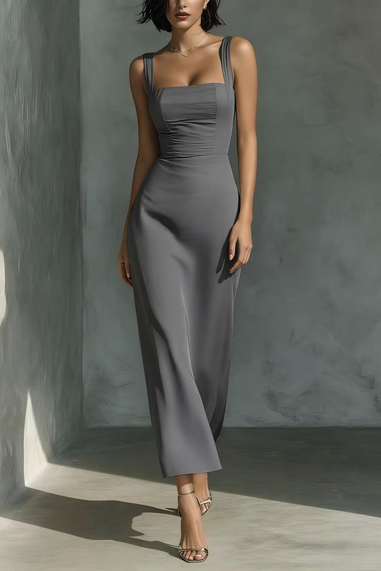 Dress With Sling And Square Neck 