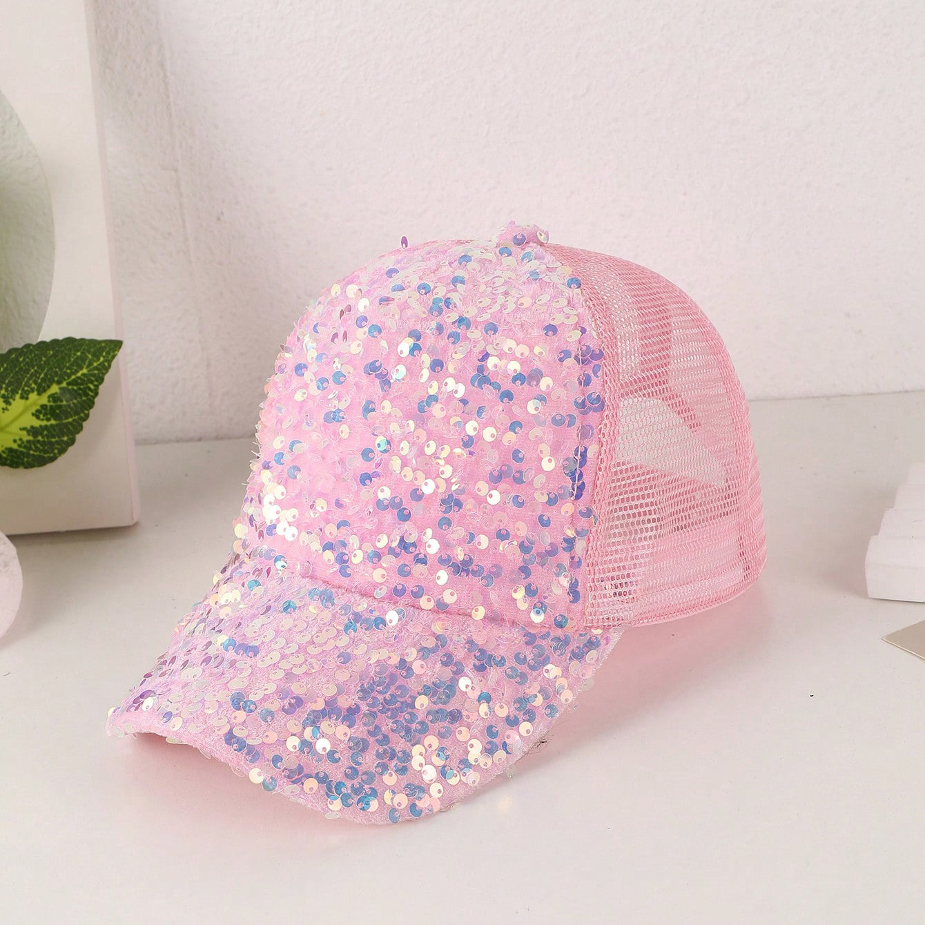 Colorful Sequin-embroidered Mesh Fabric Breathable Beanie With Sunshade Trendy Fashion Style Baseball Cap For Daily Outings, Parties, Outdoor Activities 