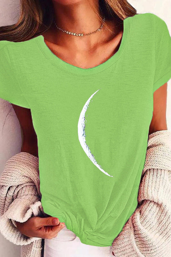 Wide Collar Printed T-Shirt – Casual Short Sleeve Top for Women FitiqueFit