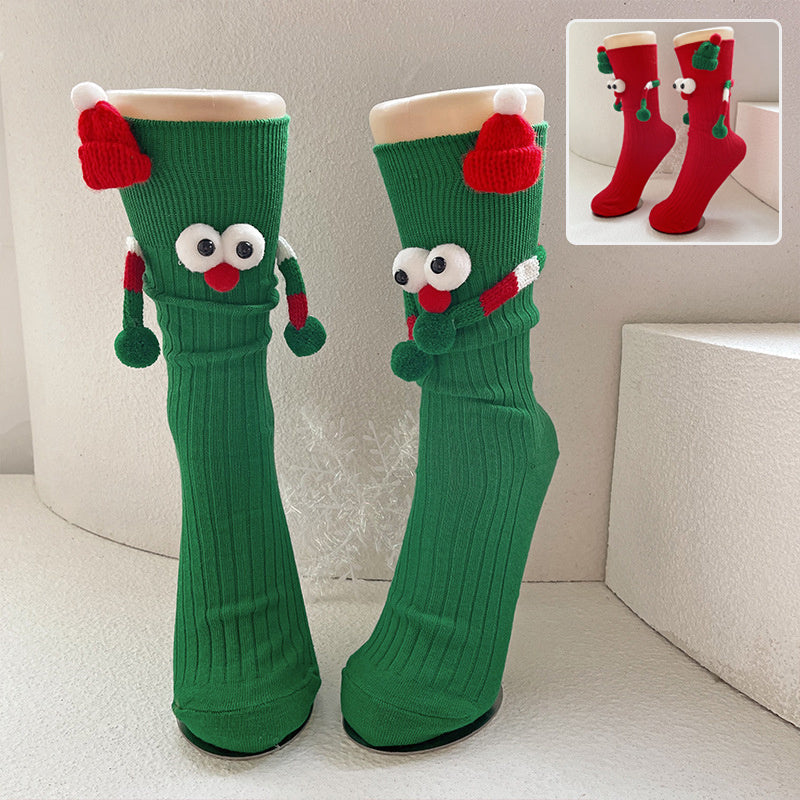 Cute Cartoon Christmas Socks Solid Cotton Middle-tube Socks For Adults And Children CJ