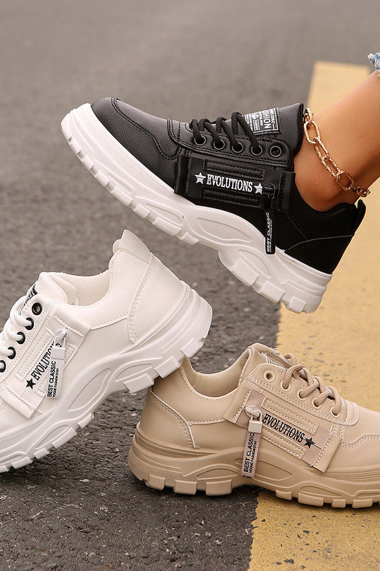 Women’s Lace‑Up Side‑Zipper Sports Sneakers CJ US