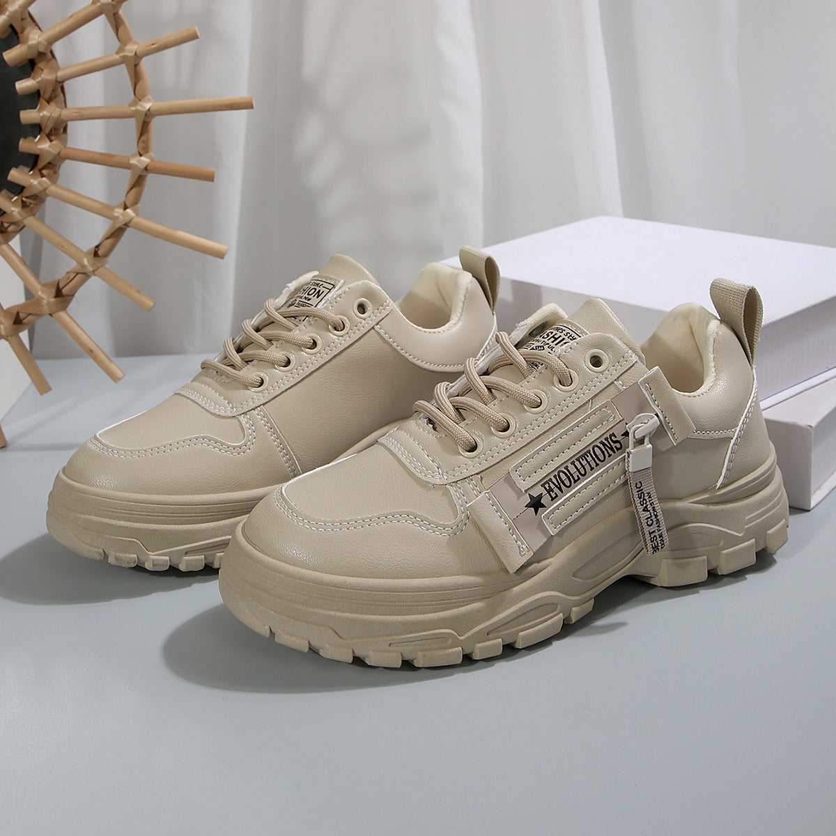 Women’s Lace‑Up Side‑Zipper Sports Sneakers CJ US