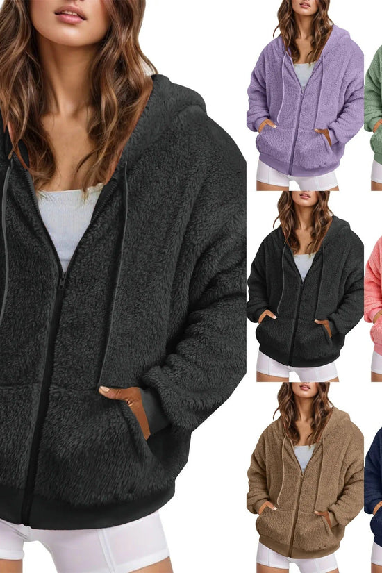 Autumn Winter Casual Long Solid Color Hoodie 