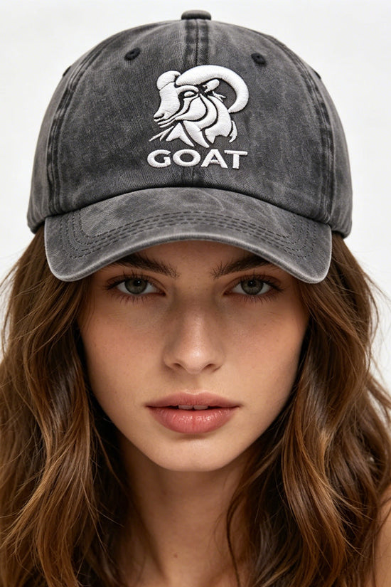 2pcs GOAT Ram Embroidered Baseball Cap - Vintage Washed Cotton Hat, Adjustable Unstructured Low Profile, Casual Outdoor Cap For Men Women 
