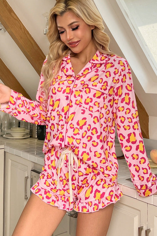 Women's Milk Silk Leopard Print Pajama Set 