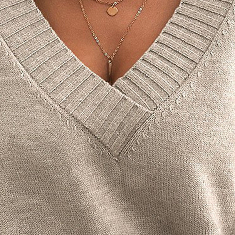 Womens Sweaters Casual Drop Shoulder Long Sleeve V Neck Pullover Tops Trendy Fall Fashion Clothes CJ US