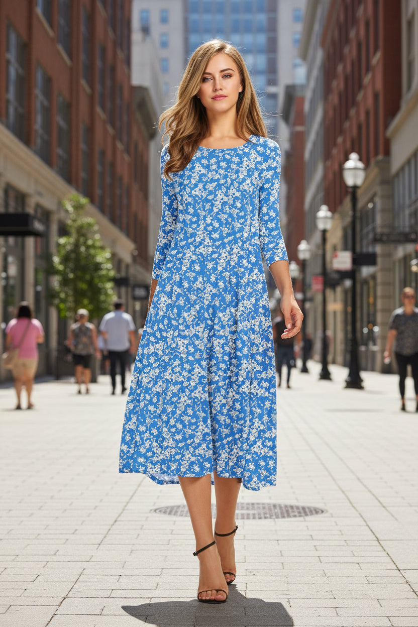 Women's Fashion Floral Slim-fit Short-sleeve Dress 