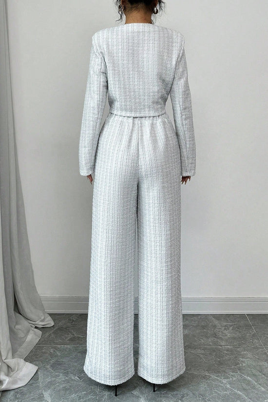 Women’s Tweed Pearl-Button Jacket & Pants Set CJ