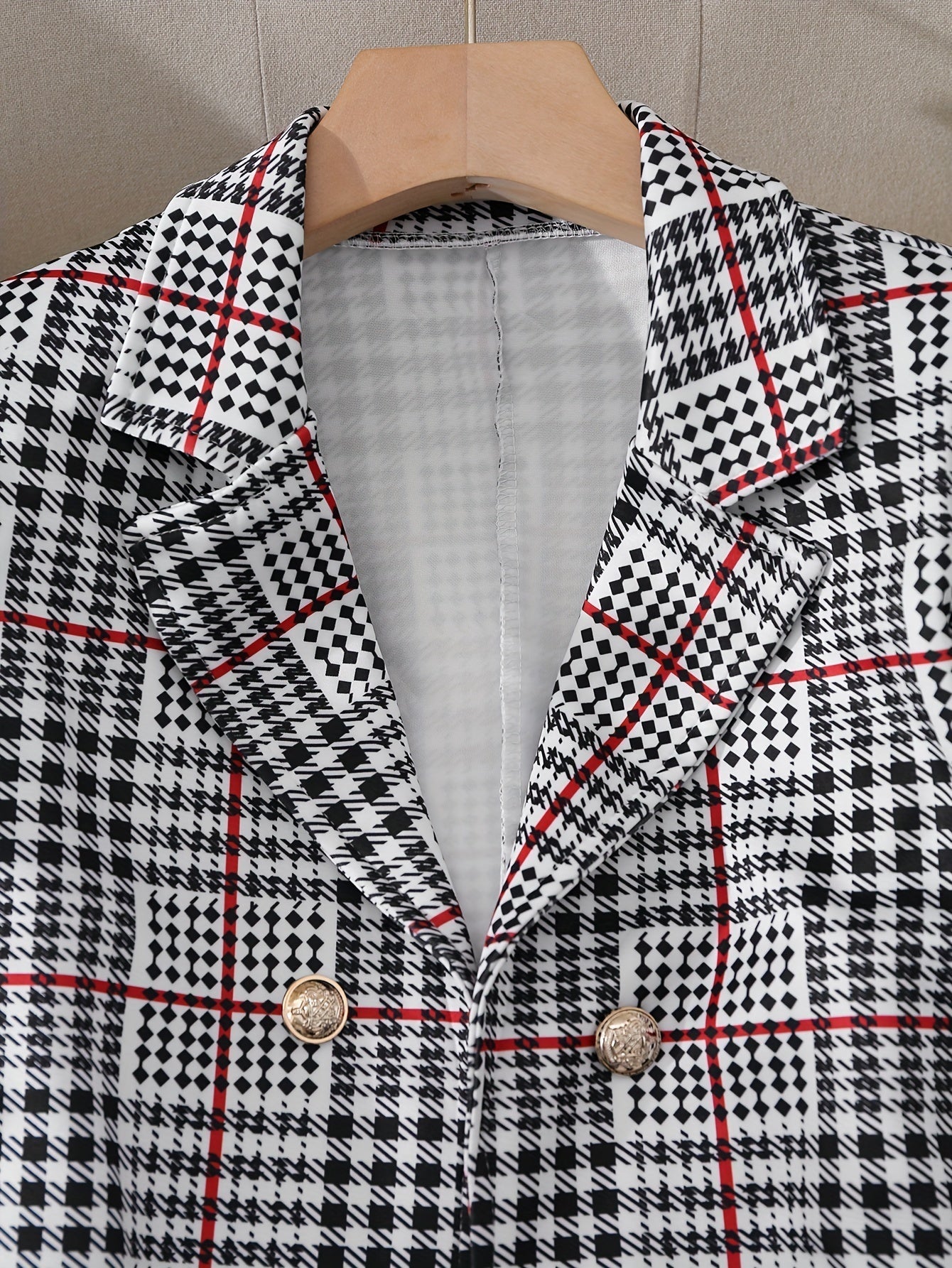 Plus Size Plaid Skirt Suit for Women – Two-Piece Blazer and High Waist Skirt Set CJ