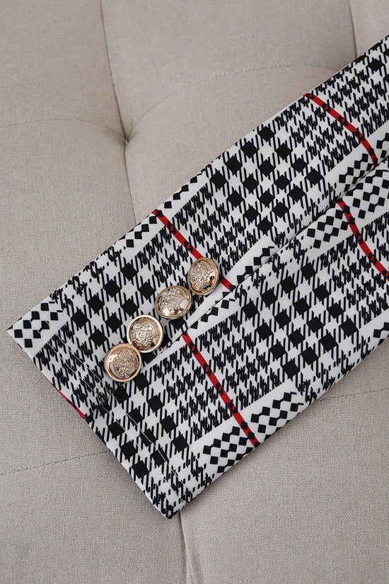 Plus Size Plaid Skirt Suit for Women – Two-Piece Blazer and High Waist Skirt Set CJ