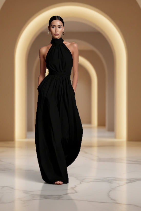 Fashionable And Elegant Belted Pleated Jumpsuit With A Cinched Waist 
