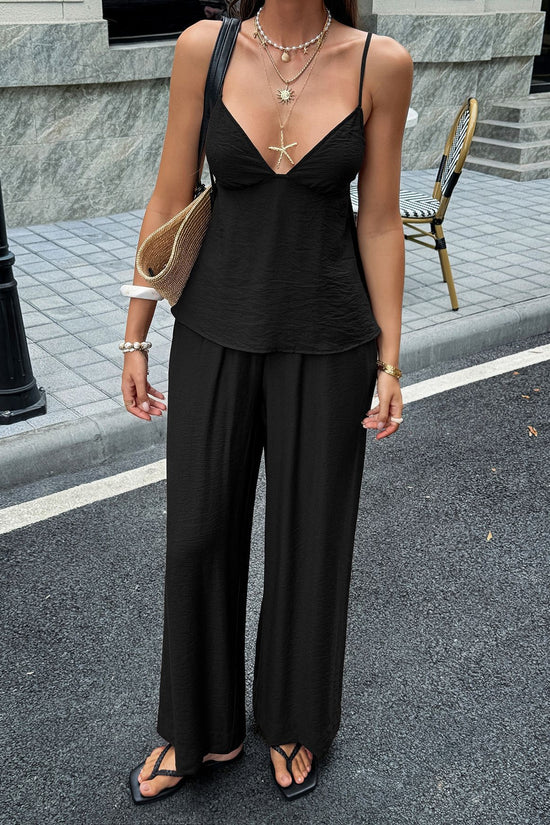 SpringSummer Resort-Style Camisole T-shirt And Pants Womens Outfit Set 