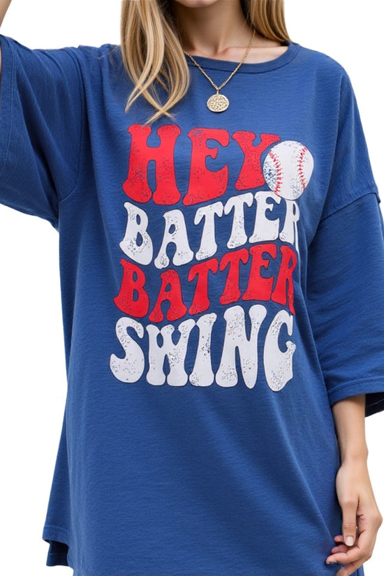 Baseball Mom Oversized Shirt – “Hey Batter Batter” Graphic Tee CJ US