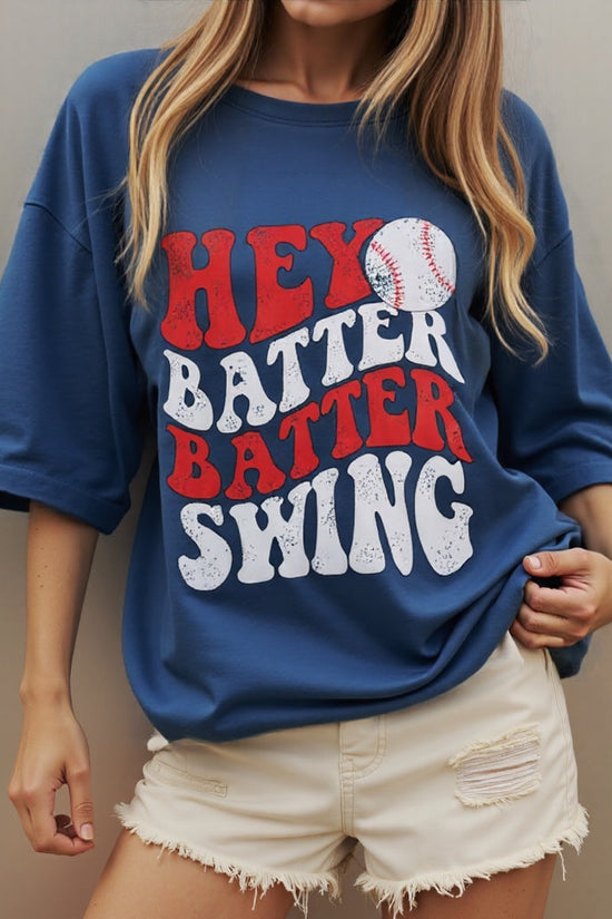 Baseball Mom Oversized Shirt – “Hey Batter Batter” Graphic Tee CJ US