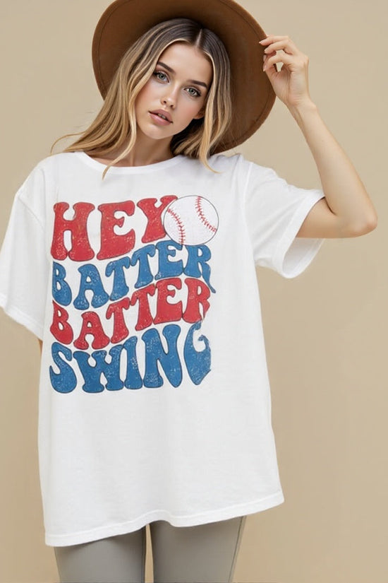 Baseball Mom Oversized Shirt – “Hey Batter Batter” Graphic Tee CJ US