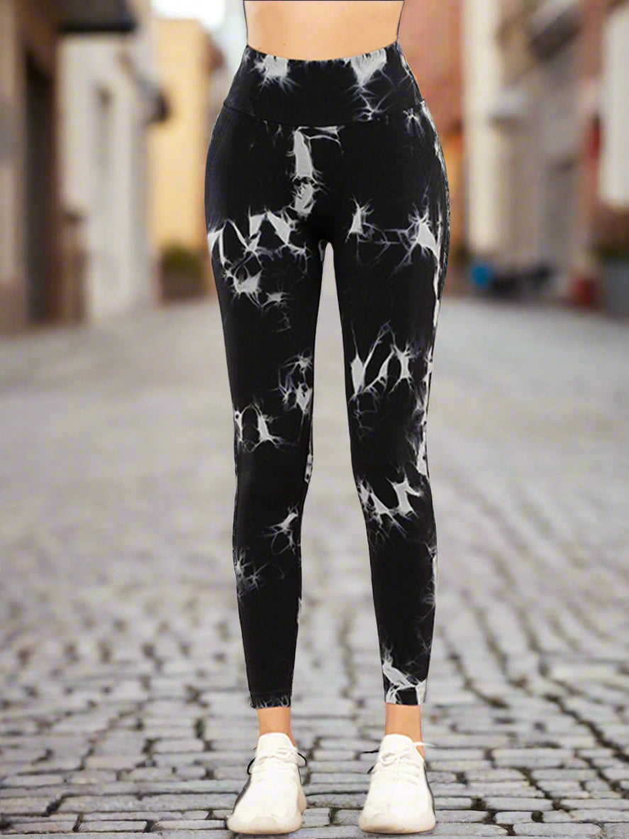 5PCS Tie-dye Cut-out Leggings Fitness Yoga Pants For The Gym CJ US