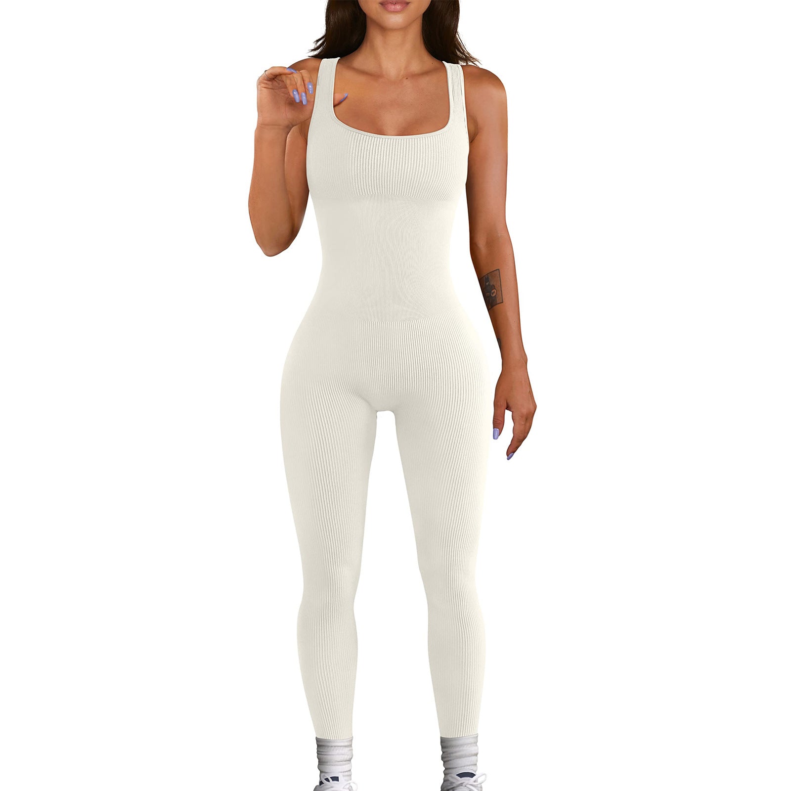 4 Pack Women’s Ribbed Sleeveless Jumpsuit 
