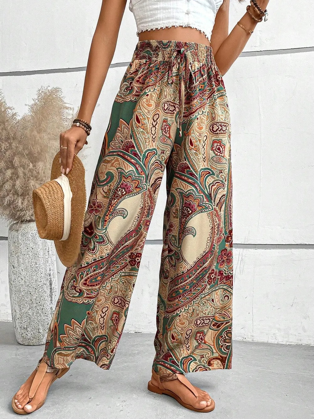 Printed Wide Leg Pants 