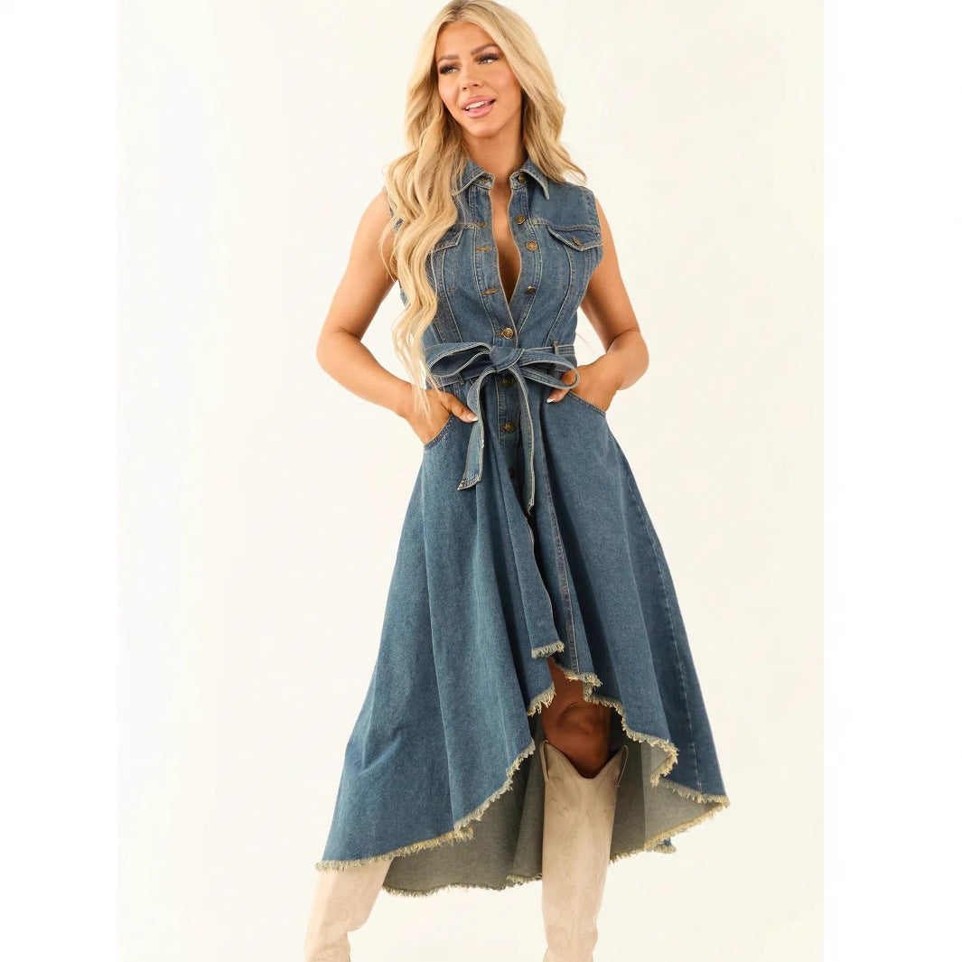 Cowboy dress, fashionable sleeveless, irregular personality 
