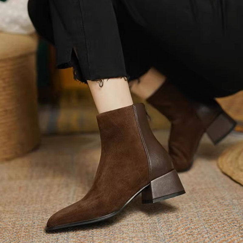 34 Suede Mid-heel Women's Martin Boots 