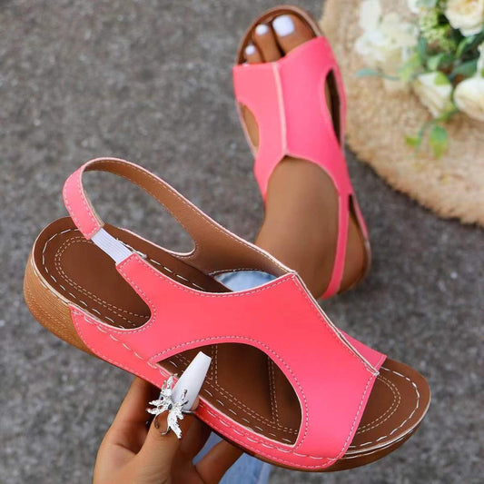 New Summer Wedges Sandals With Elastic Band Design Casual Fish Mouth Shoes For Women CJ US