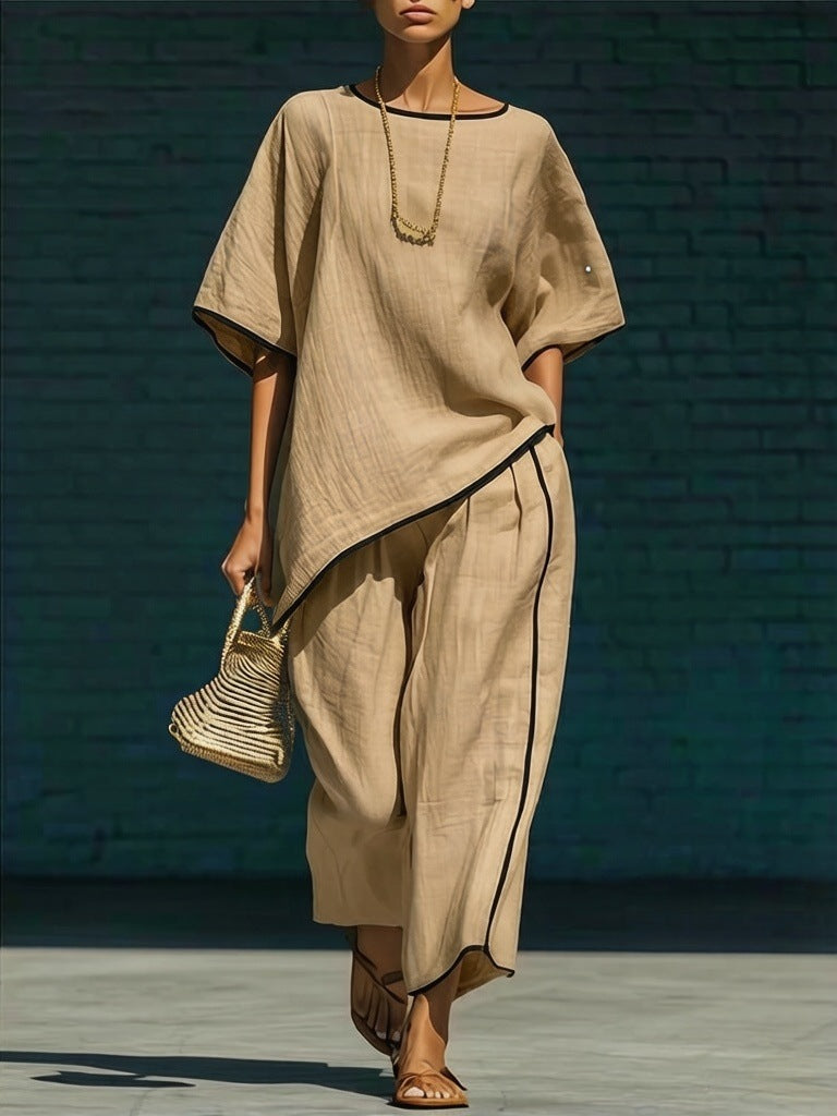 Casual Resort-Style Fashionable Loose Two-Piece Set For Women 