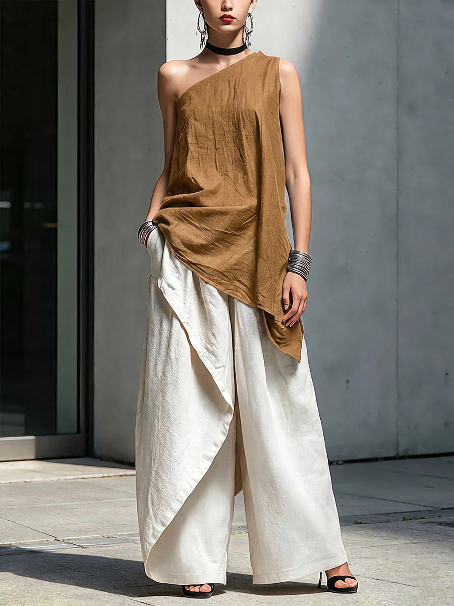 Casual Versatile Fashionable One-shoulder T-shirt 