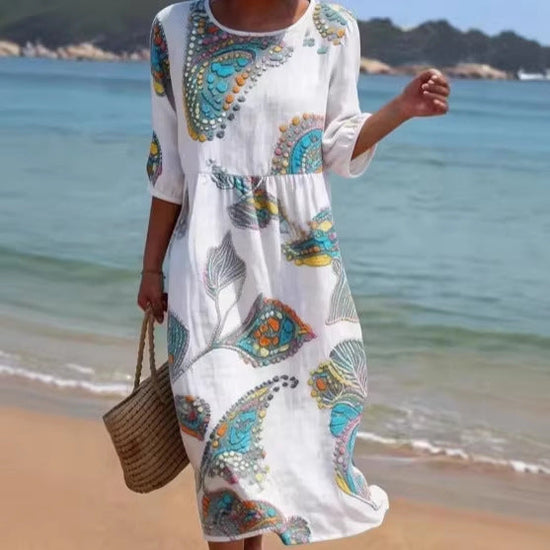 3D-printed Long-sleeve Crew-neck Dress 