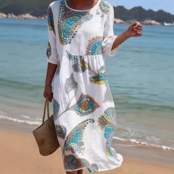 3D-printed Long-sleeve Crew-neck Dress 