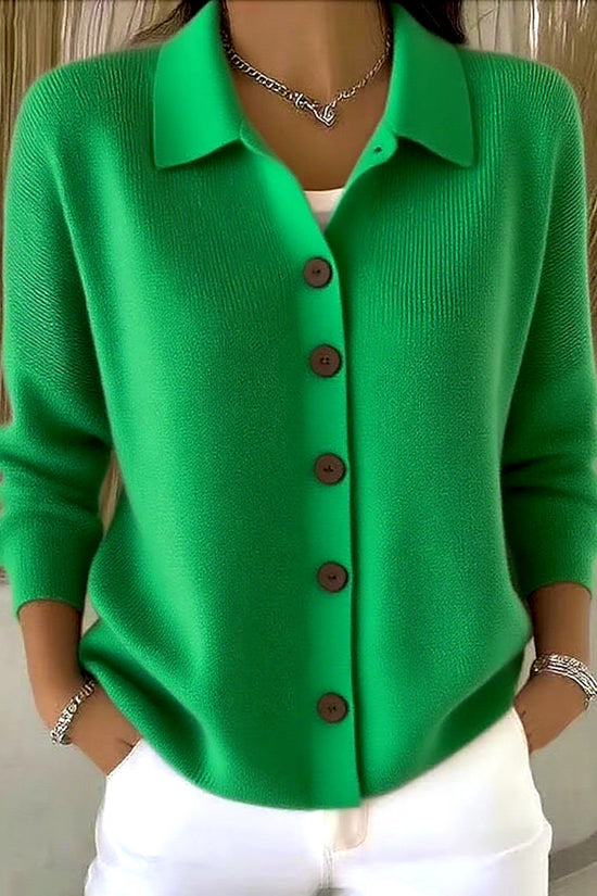 Button-knitted Lapel Sweater Cardigan Coat For Women 