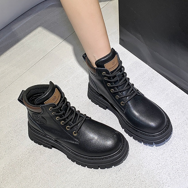 Women’s Genuine Leather Martin Boots – Thick Bottom Elevator Style CJ