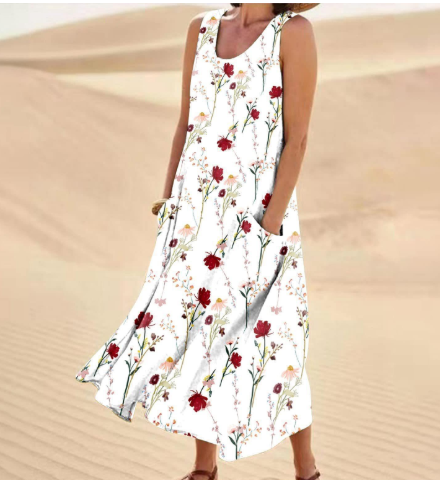 Elegant Floral Print Two-Piece Set - Round Neck 
