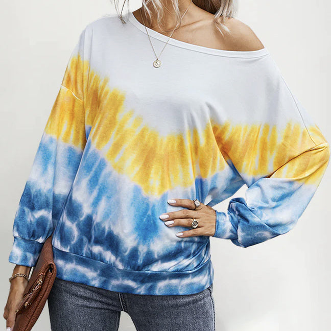Ladies' Fashionable New Casual Long Sleeved Round Neck Gradient Contrasting Pullover Hoodie Top CJ US