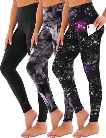 3-Pack High-Waisted Cropped Yoga Pants with Slanted Pockets CJ US