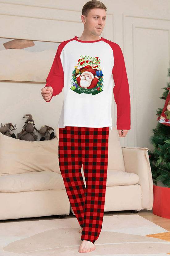 Christmas Parent-Child Clothes Set Long Sleeve T-Shirt Plaid Pants Family Matching Pajamas CJ