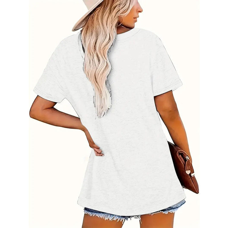 Women's Short Sleeve Round Neck T-Shirt Summer Casual Top With 'KARMA' Print CJ US