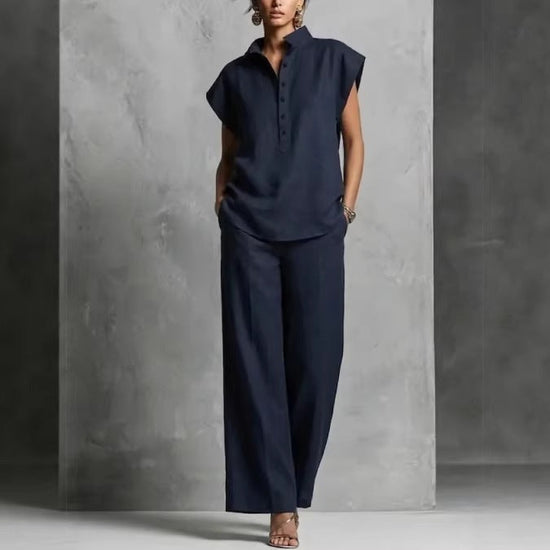 Women's Casual Cardigan Short-Sleeve Pants Set 