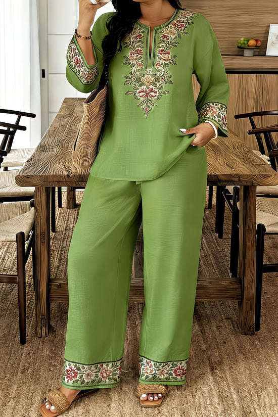 Long-sleeve Lace Floral Long-sleeve Ethnic-style Middle Eastern Set 
