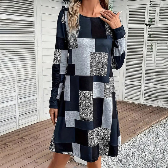 Women's Round Neck Long Sleeve Dress CJ US