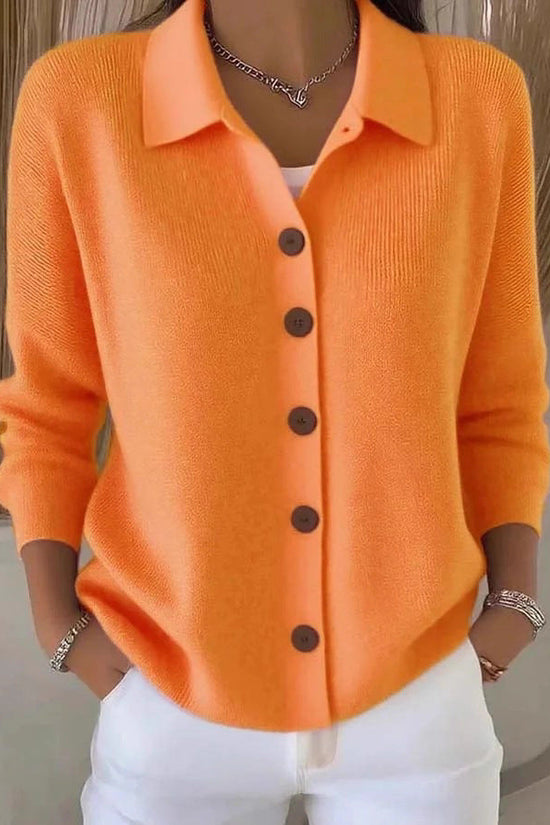Button-knitted Lapel Sweater Cardigan Coat For Women 