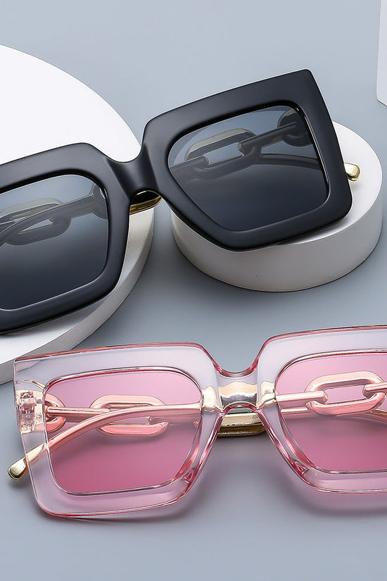 Square Chain Sunglasses for Women – Retro Large Frame Fashion Shades CJ