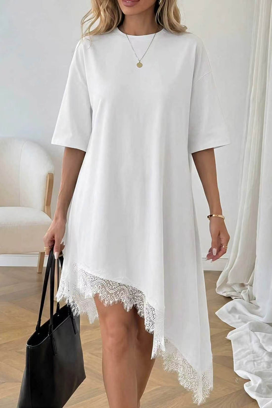 Women's Casual Solid Color Sexy Lace Trim Dress 